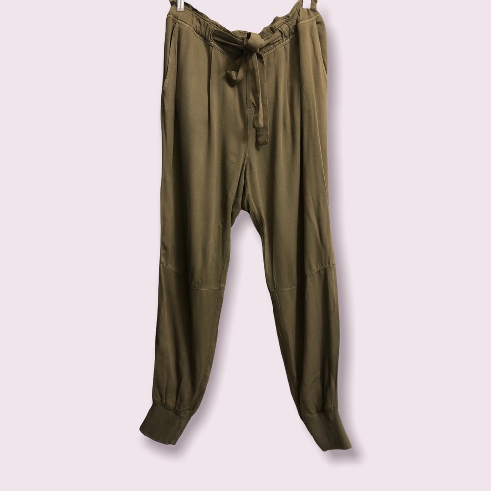 Zara Olive Green Drawstring Pocket Joggers medium